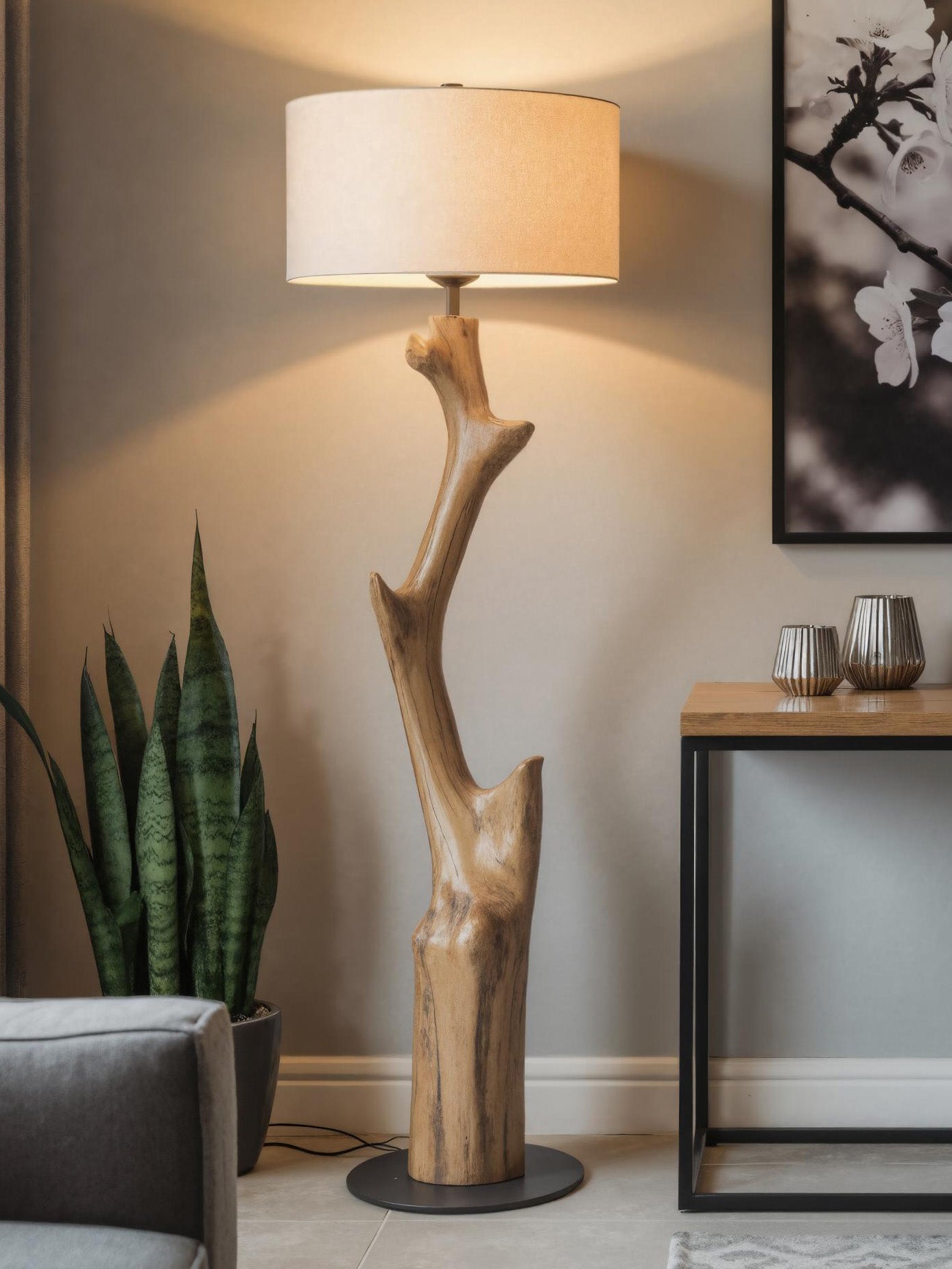 Rustic Tree Branch Floor Lamp For Bedroom