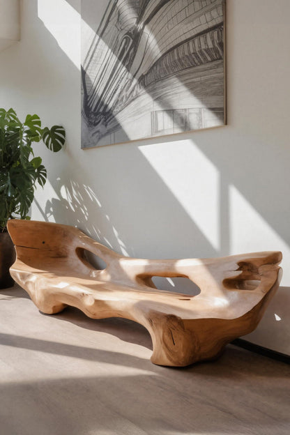 Modern Sculpted Bench For Living Room Or Entryway