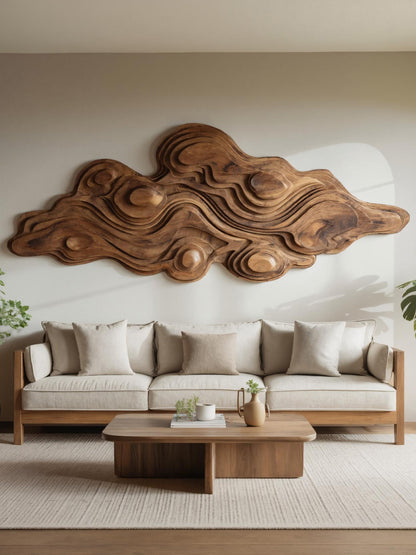 Artistic Wall Sculpture With Organic Wave Design For Living Room