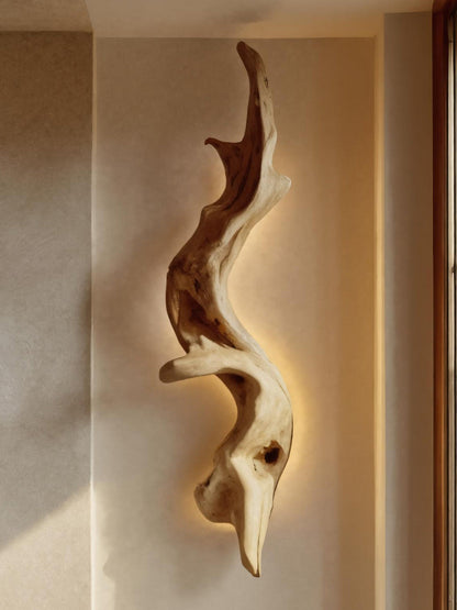 Rustic Organic Wall Lamp Sculpture For Living Room