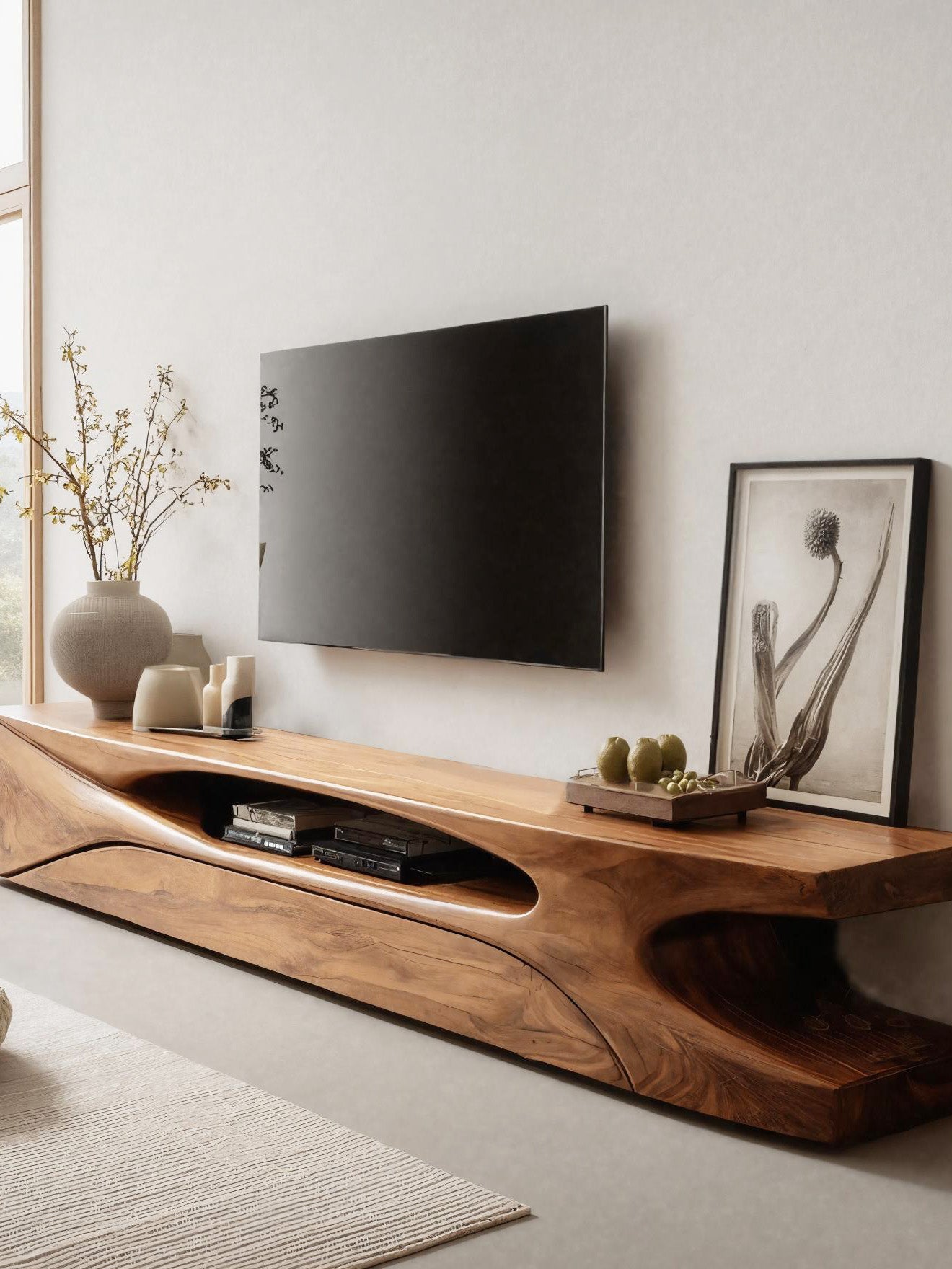 Modern Live Edge TV Console For Living Room
