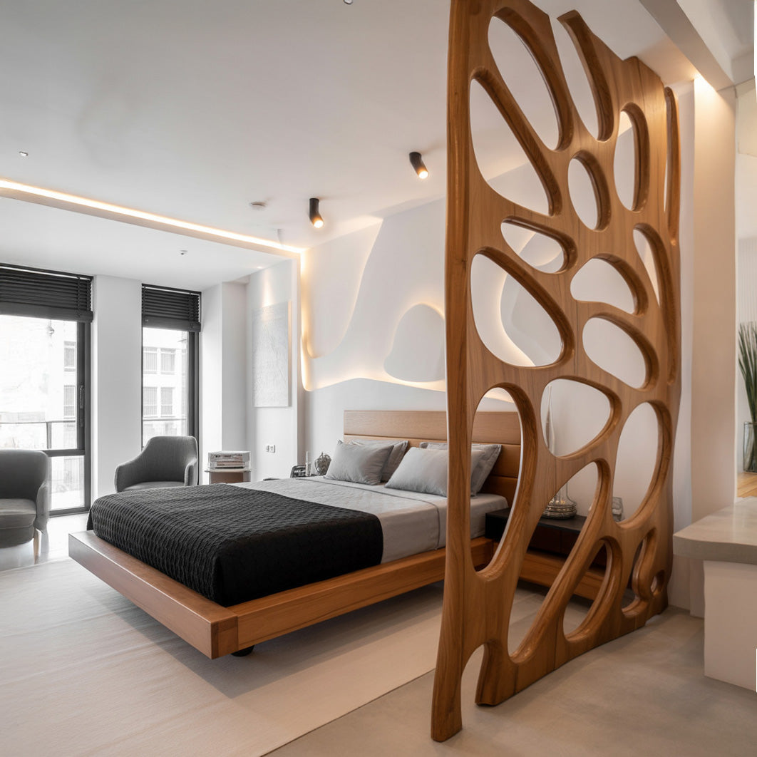 Artistic Room Divider With Sculptural Design For Bedroom Or Living Room
