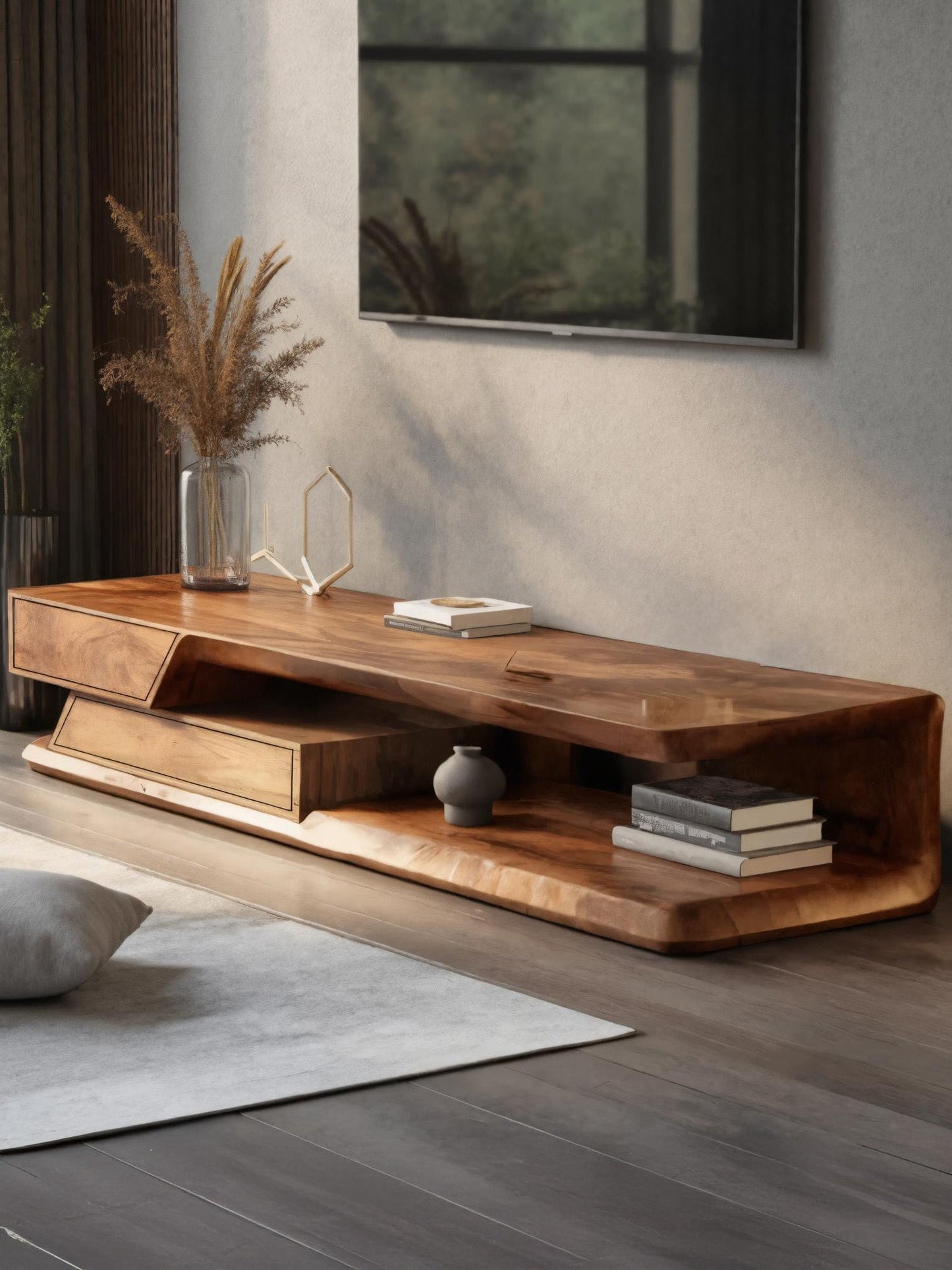 Modern TV Stand With Storage Shelves For Living Room