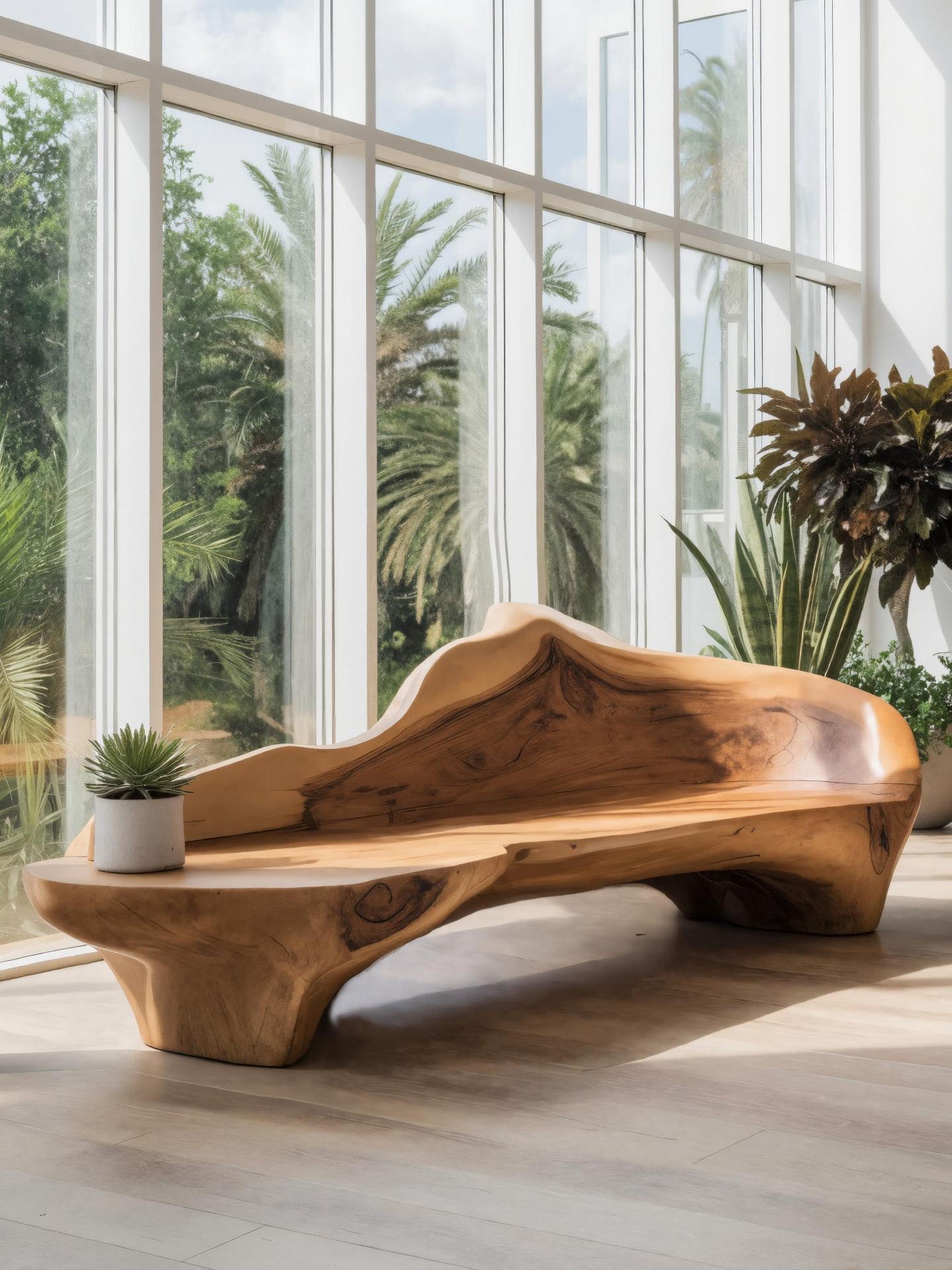 Sculptural Bench With Organic Design For Living Room