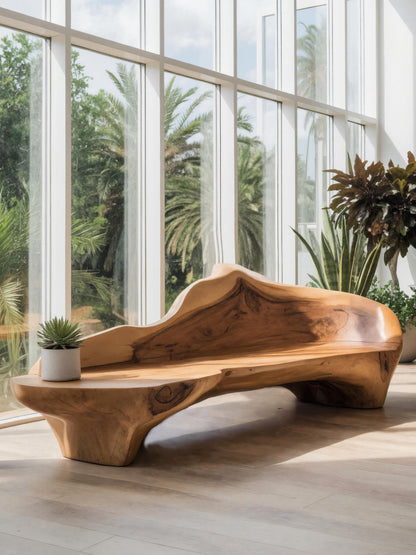 Sculptural Bench With Organic Design For Living Room