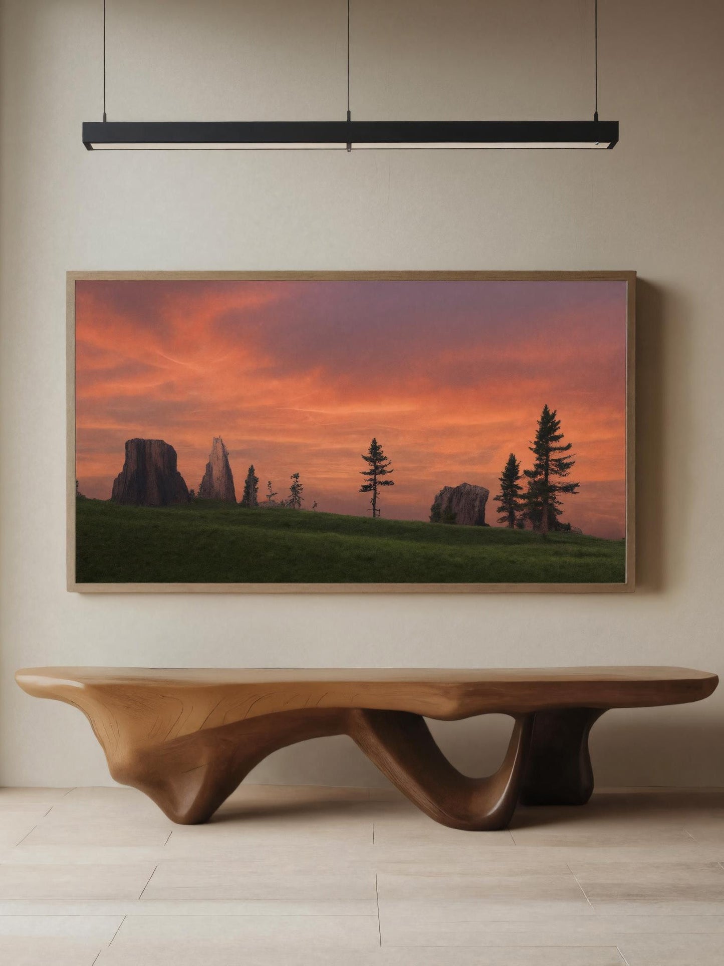 Modern Sculptural Bench With Flowing Design For Living Room