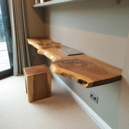 Modern Live Edge Floating Desk With Home Office Workspace