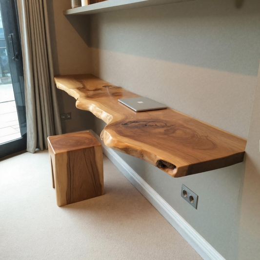 Modern Live Edge Floating Desk With Home Office Workspace