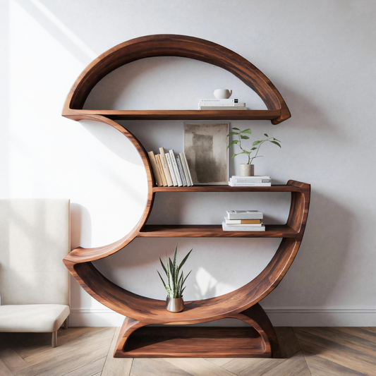 Modern Half Moon Bookshelf For Living Room Or Office