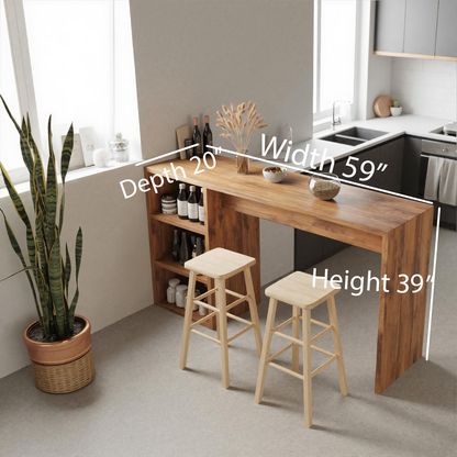 Warm Bar Table With Storage For Compact Kitchen