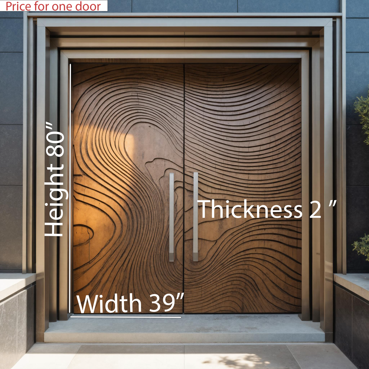 Modern Sculptural Double Front Door With Contour Design For Villa