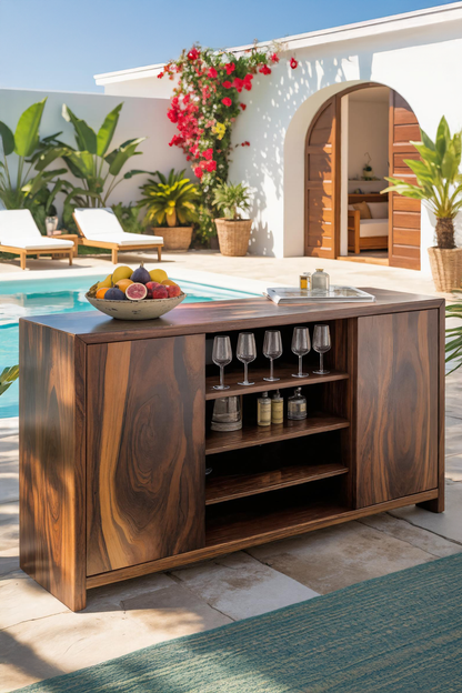 Modern Outdoor Bar Cabinet With Wine Storage For Patio