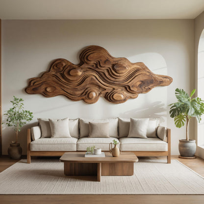 Artistic Wall Sculpture With Organic Wave Design For Living Room