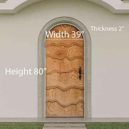 Artistic Arched Front Door With Carved Wave For Villa Or Architecture