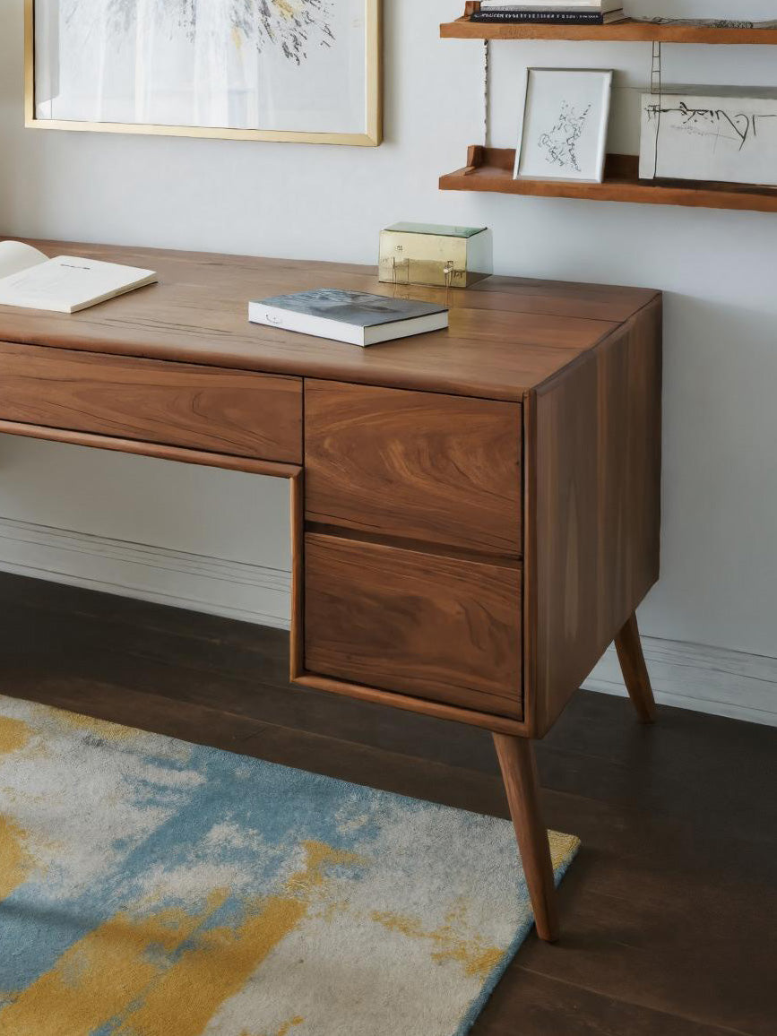 Mid Century Writing Desk With Drawers For Home Office