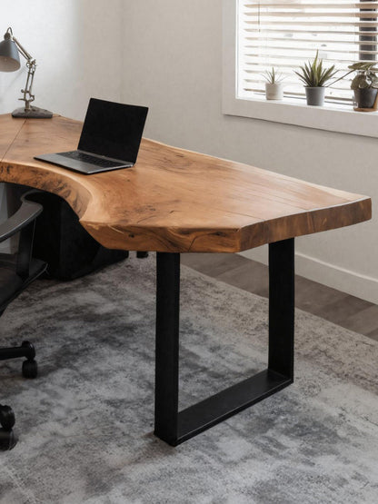 Modern Live Edge L Shaped Desk For Home Workspace