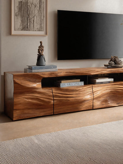 Modern Sculptural TV Console With Drawers For Living Room