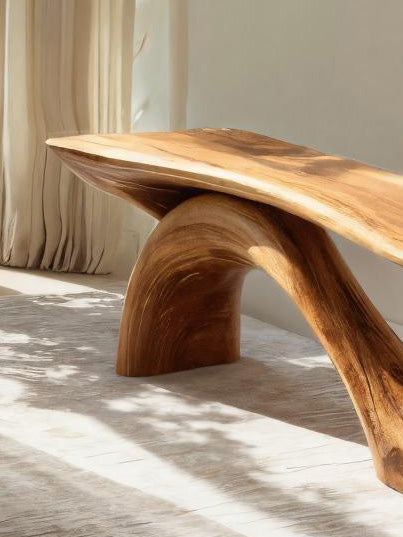 Modern Sculptural Bench With Organic Design For Living Room