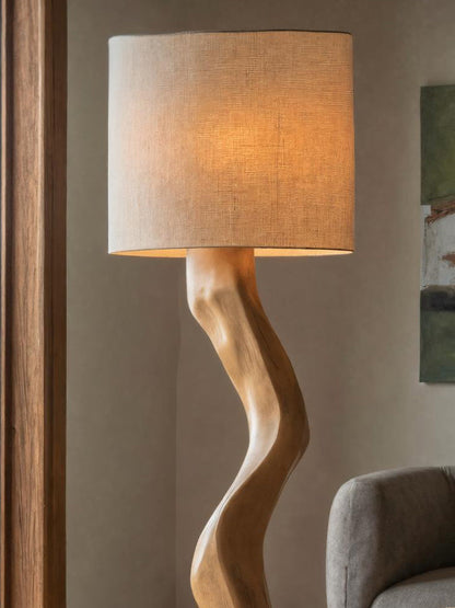Rustic Sculptural Floor Lamp With Curved Base For Bedroom