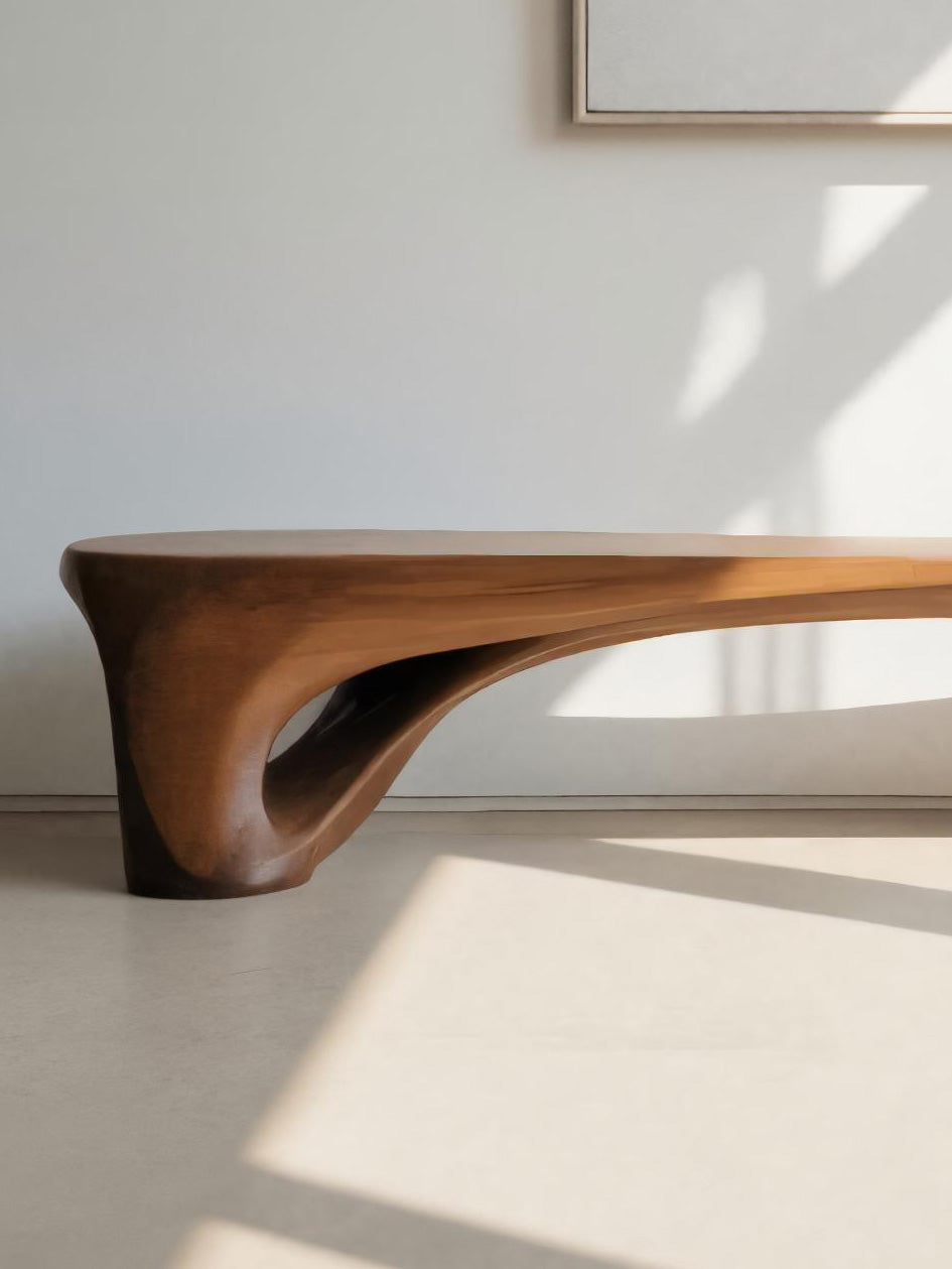 Modern Sculptural Bench With Curved Design For Living Room