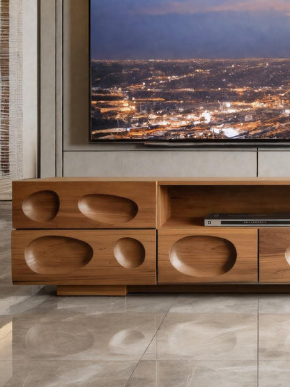Handcrafted TV Cabinet With Sculpted Drawers For Living Room