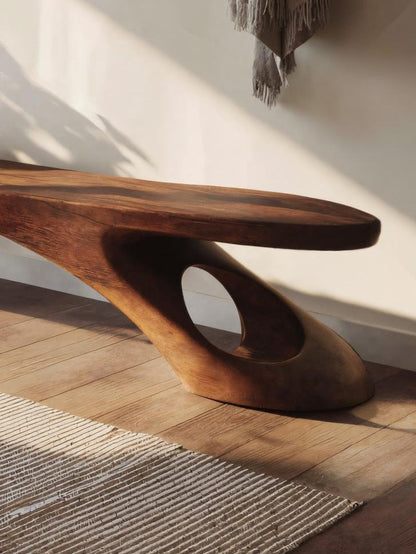 Modern Sculptural Bench With Organic Design For Entryway