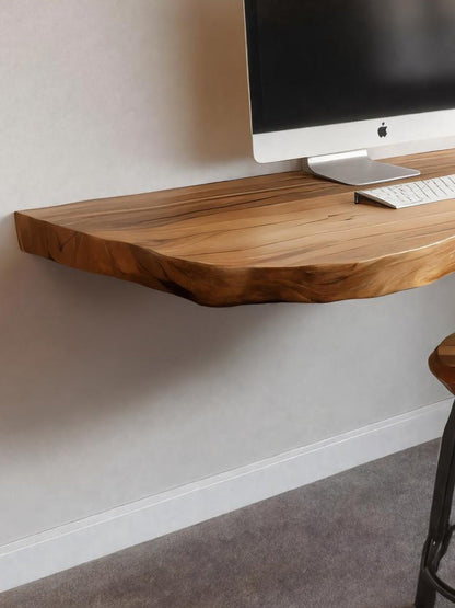 Modern Live Edge Floating Desk For Home Office
