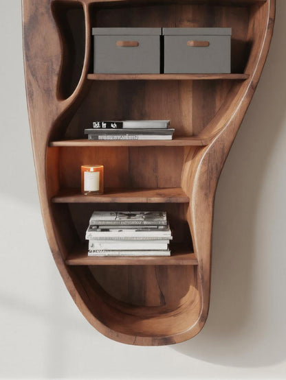 Organic Wall Bookshelf With Sculptural Design For Living Room Or Office