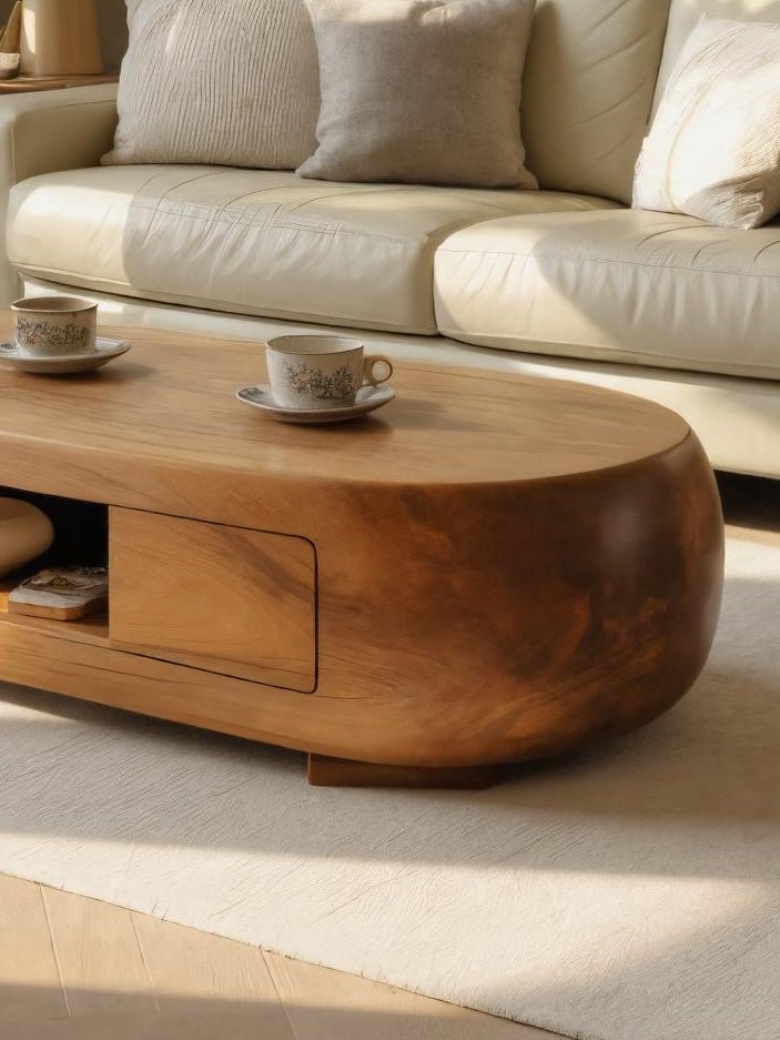 Modern Oval Coffee Table With Storage For Living Room