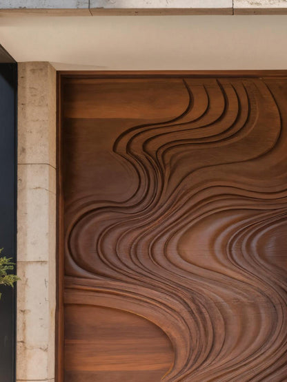 Contemporary Sculptural Door With Abstract Design For Living Room