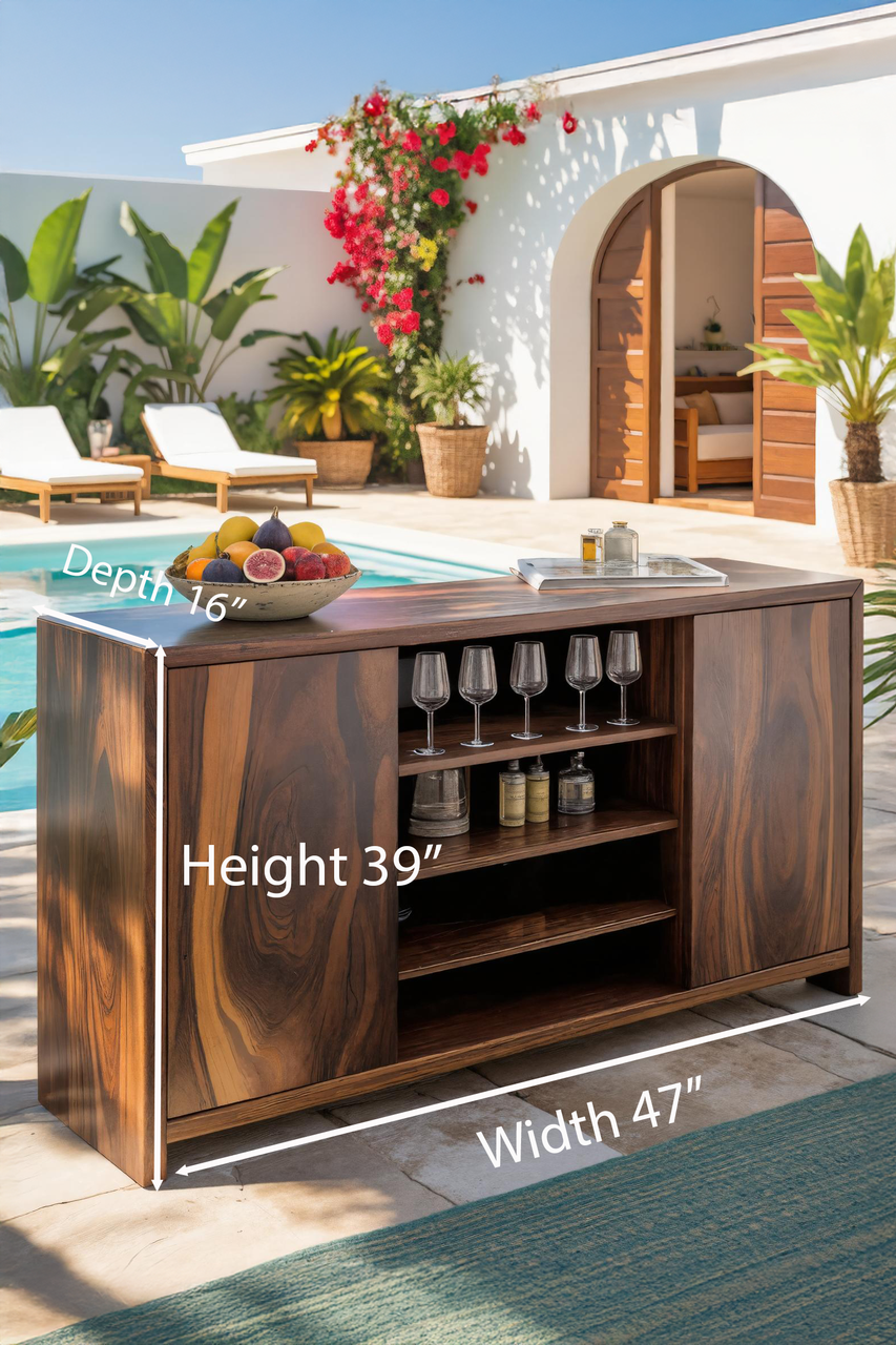 Modern Outdoor Bar Cabinet With Wine Storage For Patio