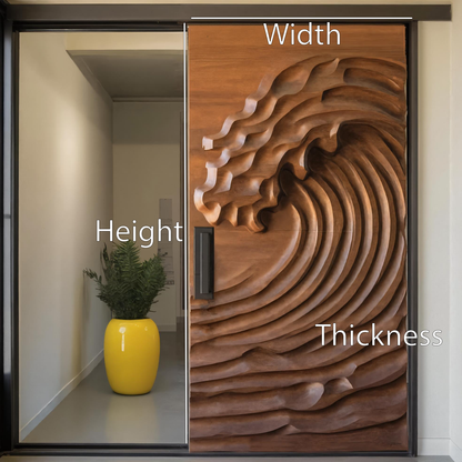 Modern Wave Sliding Door With Artistic Panel For Interior Or Studio