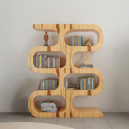 Modern Curved Bookshelf For Japandi Or Minimalist Living Room