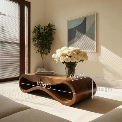 Modern Wave Coffee Table With Drawer For Living Room