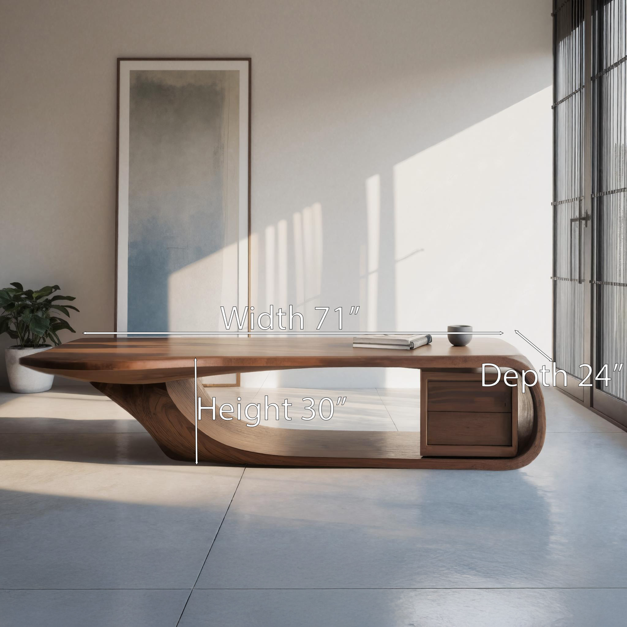 Modern Sculptural Desk With Curved Design For Home Office