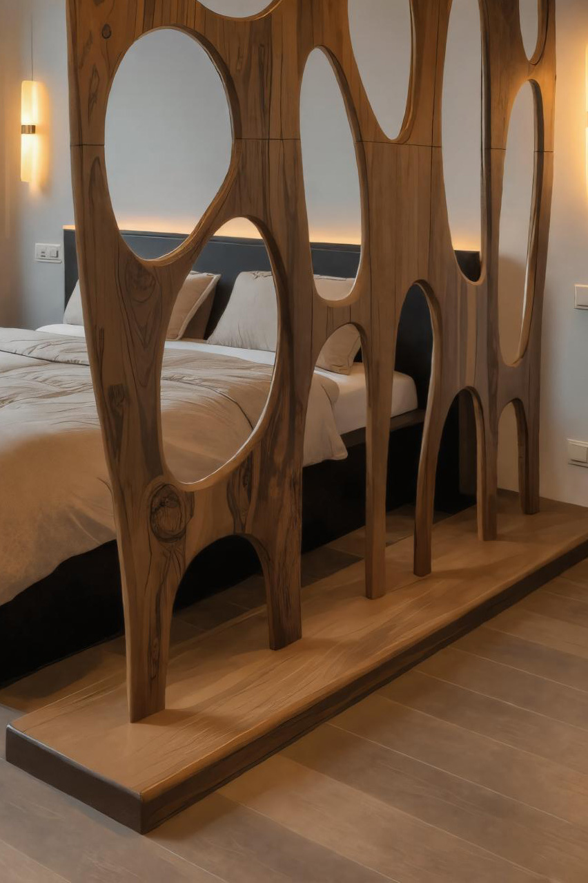 Modern Room Divider With Openwork For Bedroom Or Living Room