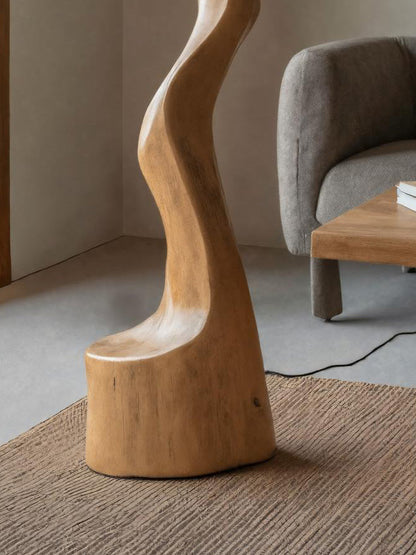Rustic Sculptural Floor Lamp With Curved Base For Bedroom