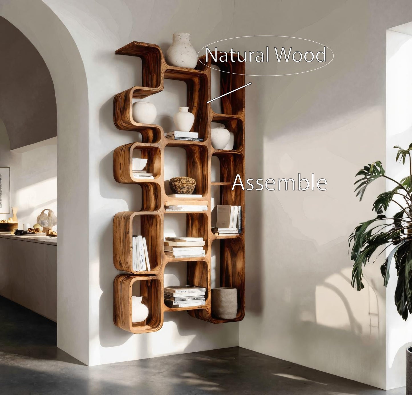 Modern Bookshelf With Integrated Compartments For Living Room