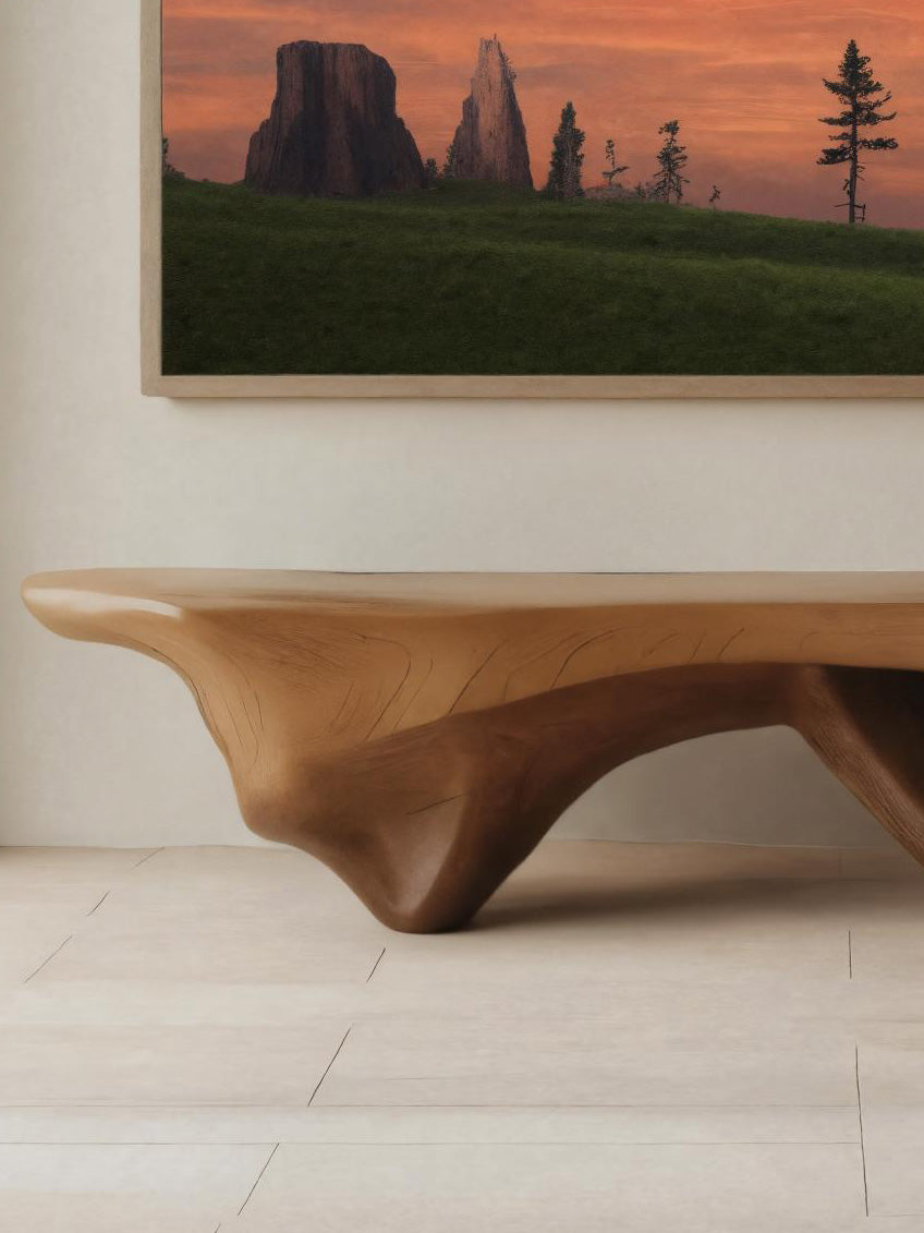 Modern Sculptural Bench With Flowing Design For Living Room