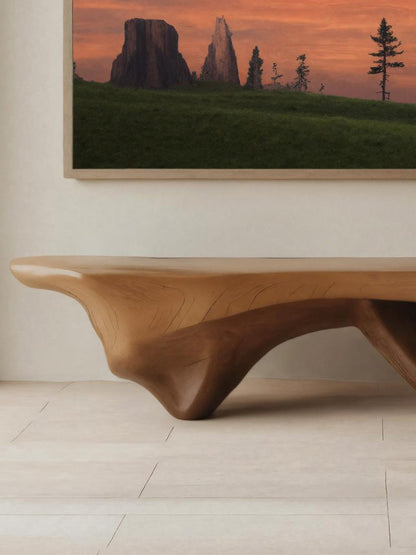 Modern Sculptural Bench With Flowing Design For Living Room
