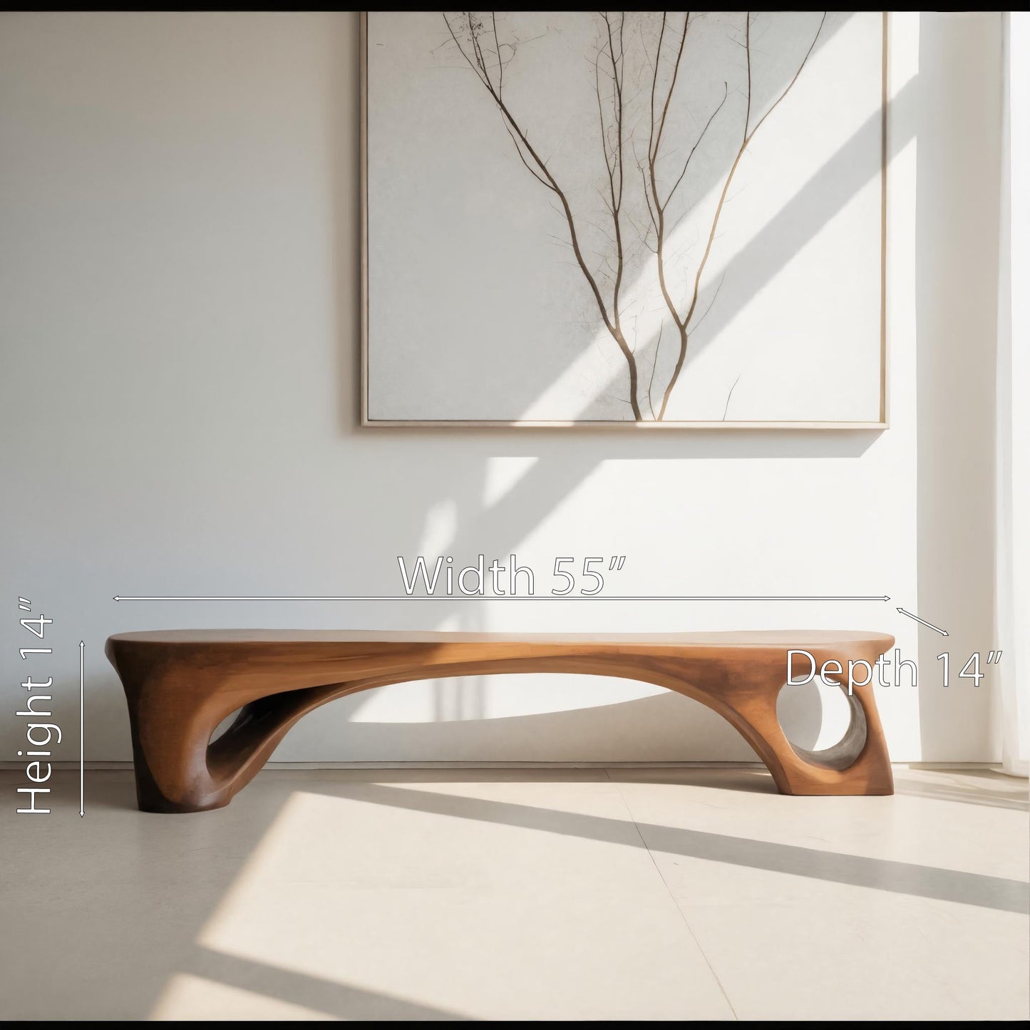 Modern Sculptural Bench With Curved Design For Living Room