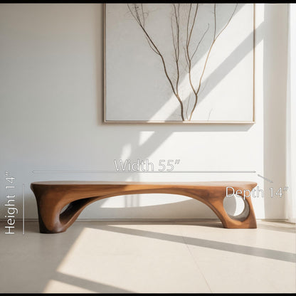 Modern Sculptural Bench With Curved Design For Living Room
