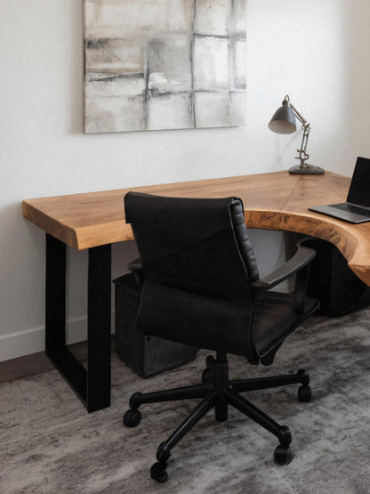 Modern Live Edge L Shaped Desk For Home Workspace