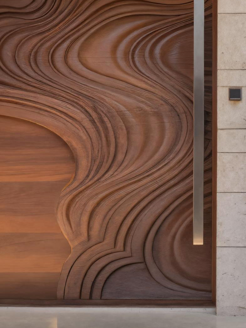 Contemporary Sculptural Door With Abstract Design For Living Room