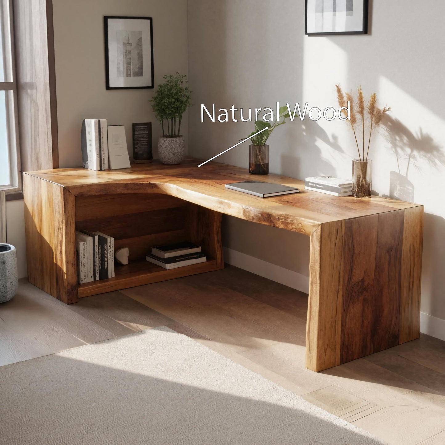 Modern Live Edge L Shaped Desk For Home Office