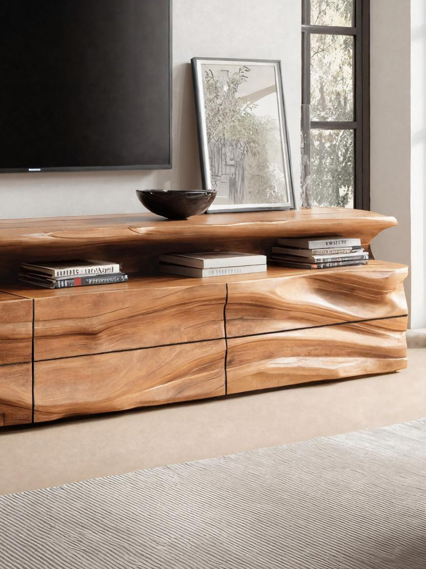 Modern TV Console With Shelf And Drawers For Living Room