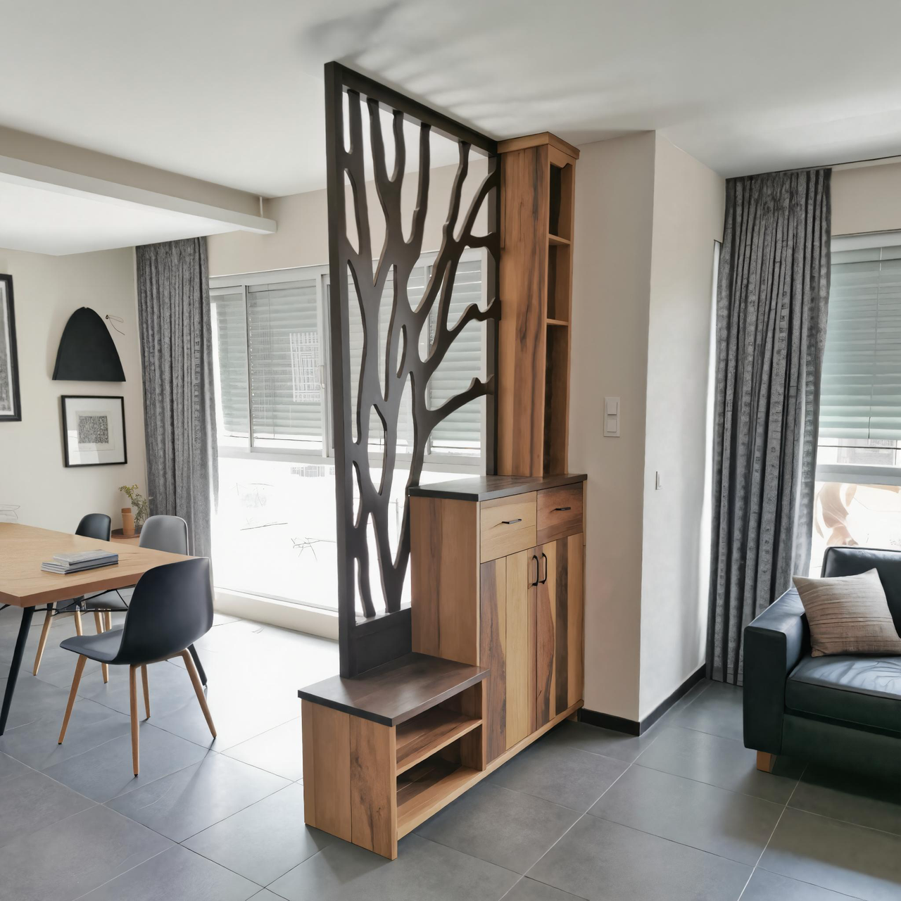 Modern Tree Pattern Divider Cabinet For Living Room