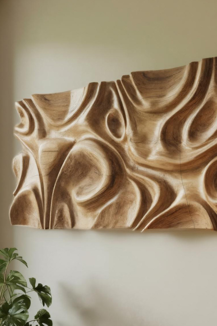 Modern Abstract Carved Wall Art Panel For Living Room