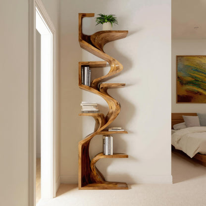 Handcrafted Sculpted Bookshelf For Living Room