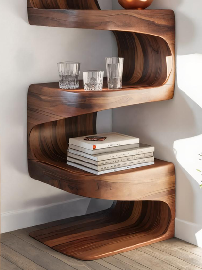 Modern Corner Wave Bookshelf For Living Room Or Contemporary Interior